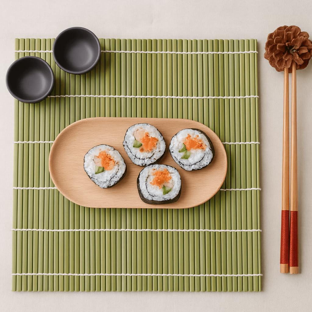Amazon.com: JapanBargain S-3155, Green Bamboo Sushi Roller Mat 9-1